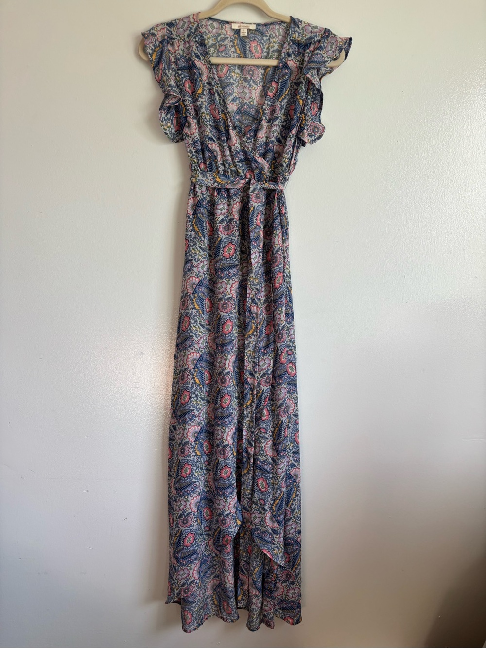 Ella Moss Blue Paisley Maxi Dress with Ruffle Sleeves size Small - Picture 1 of 9